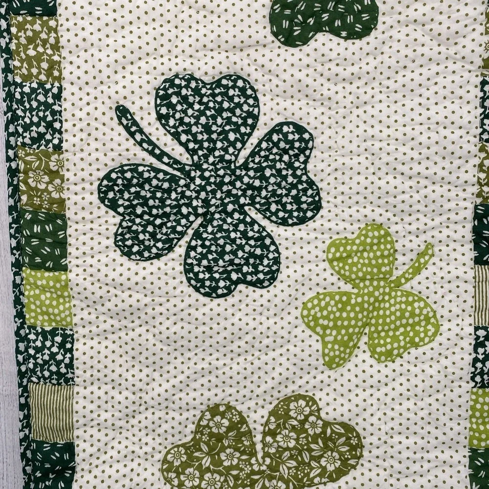 Storehouse Table Runner 16x72 Green St. Patrick's Day Irish Shamrocks Quilted